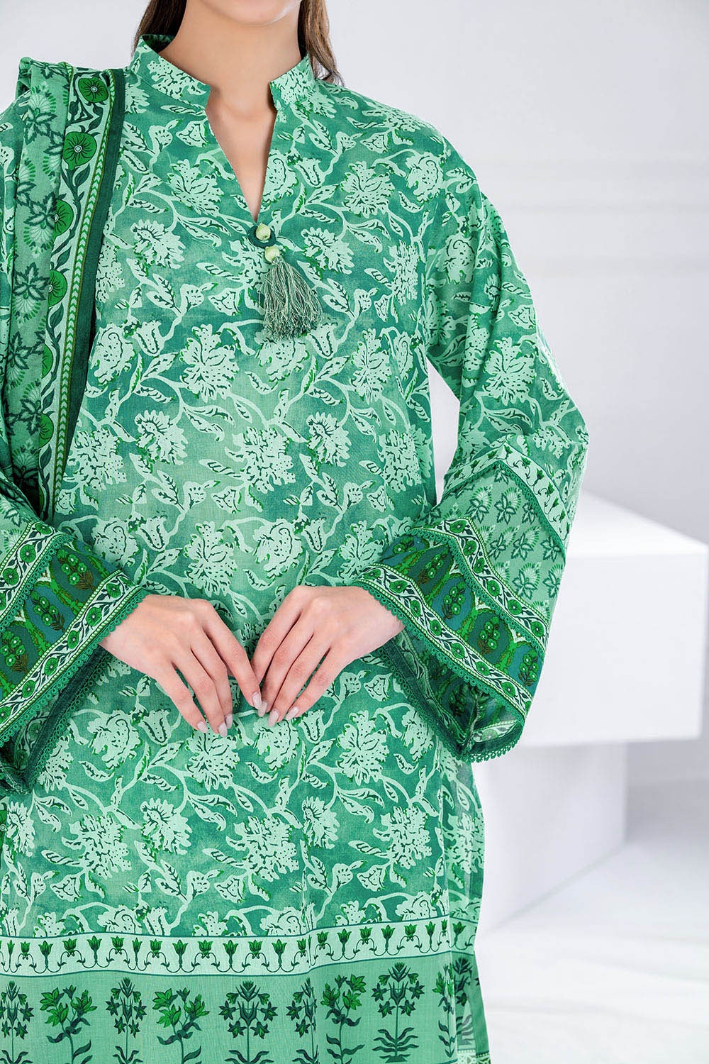 3 Piece Unstitched Printed Lawn suit CLP-42196