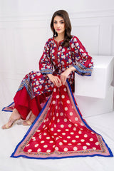 3 Piece Unstitched Printed Lawn suit CLP-42198