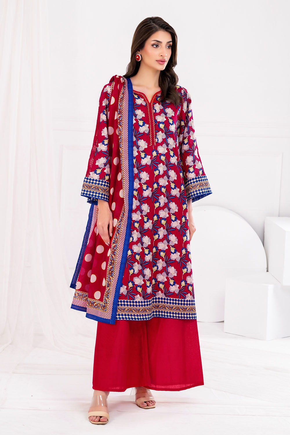 3 Piece Unstitched Printed Lawn suit CLP-42198
