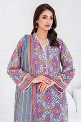 3 Piece Unstitched Printed Lawn suit CLP-42227