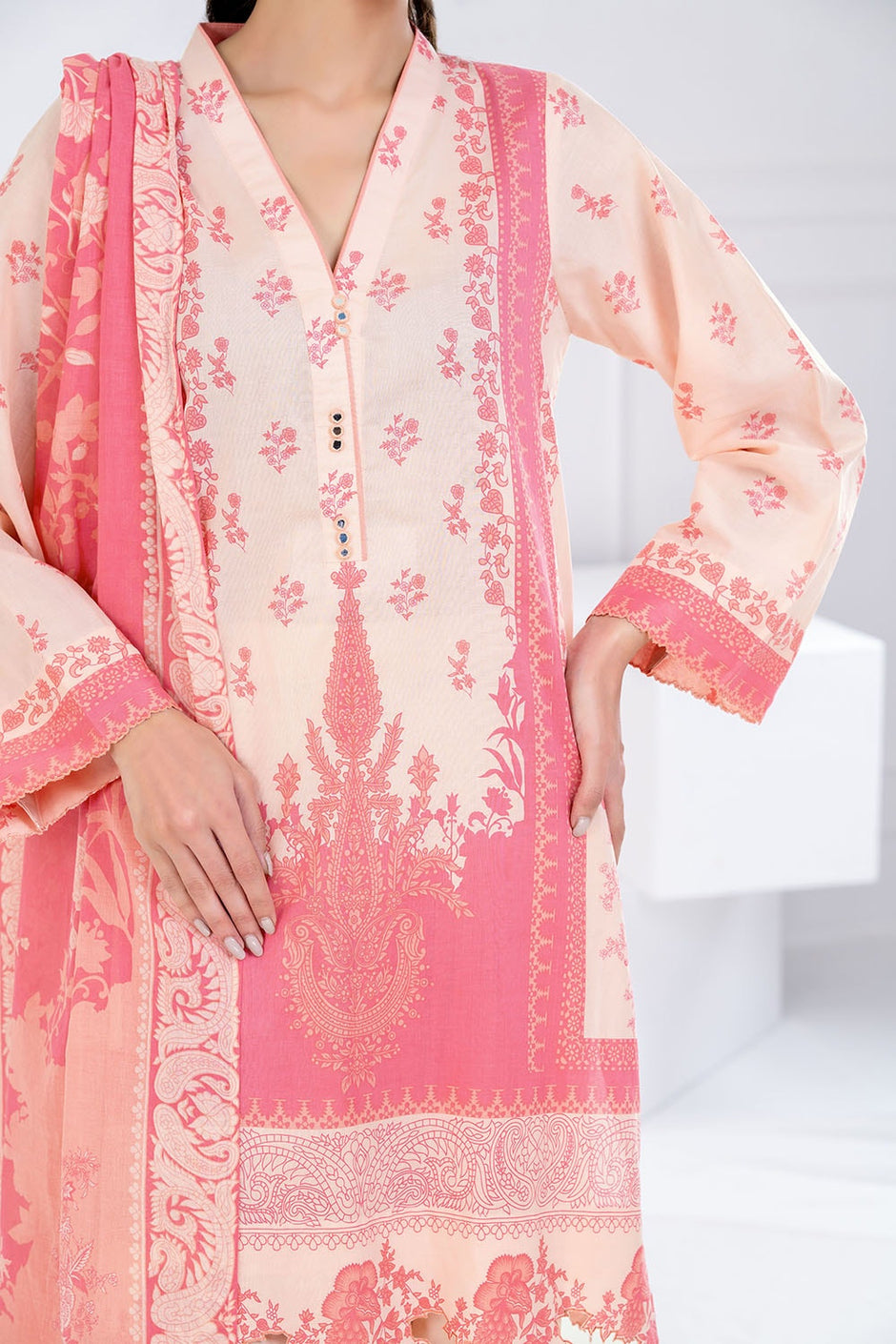 3 Piece Unstitched Printed Lawn suit CLP-42232