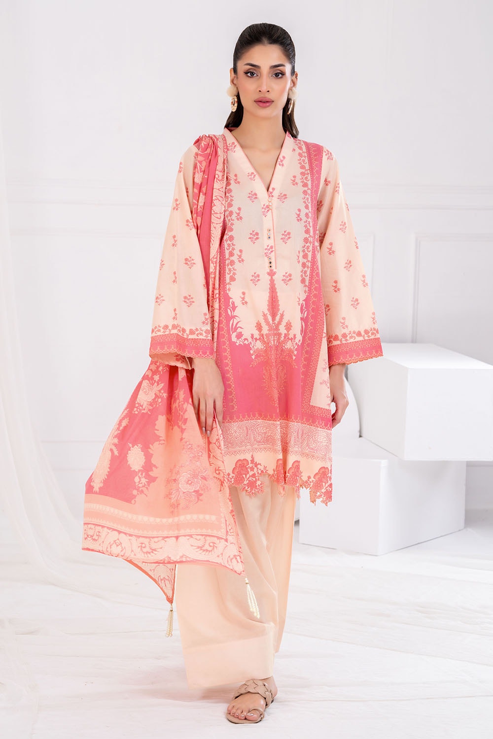 3 Piece Unstitched Printed Lawn suit CLP-42232