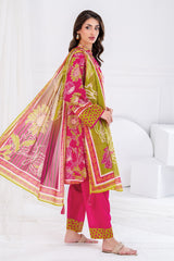 3 Piece Unstitched Printed Lawn suit CLP-52008