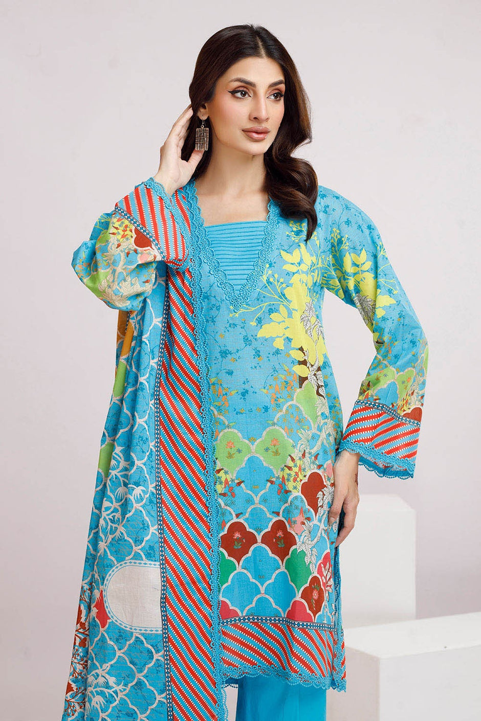 3 Piece Unstitched Printed Lawn Suit