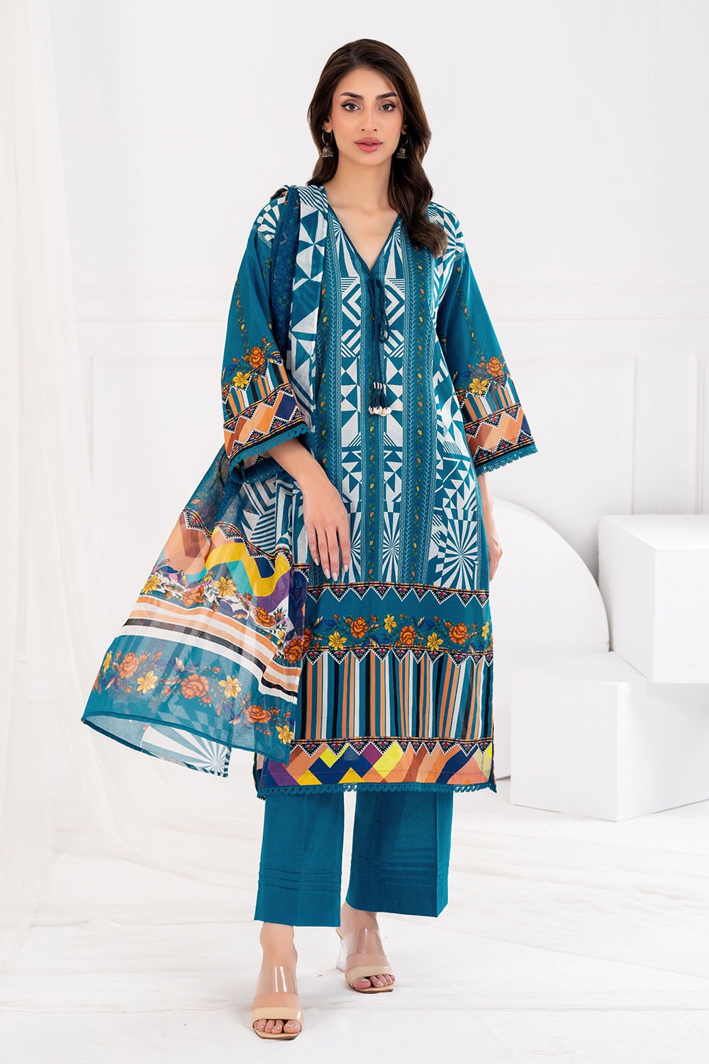 3 Piece Unstitched Printed Lawn suit CLP-52027