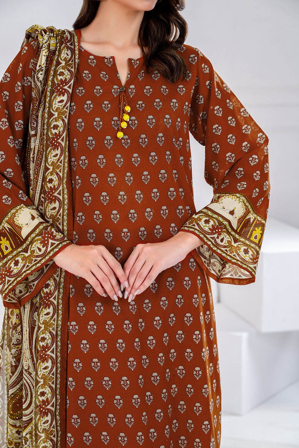 3 Piece Unstitched Printed Lawn suit CLP-52028