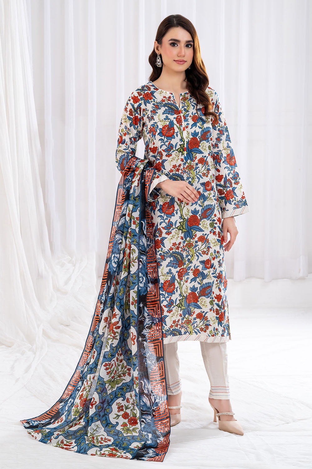 3 Piece Unstitched Printed Lawn suit