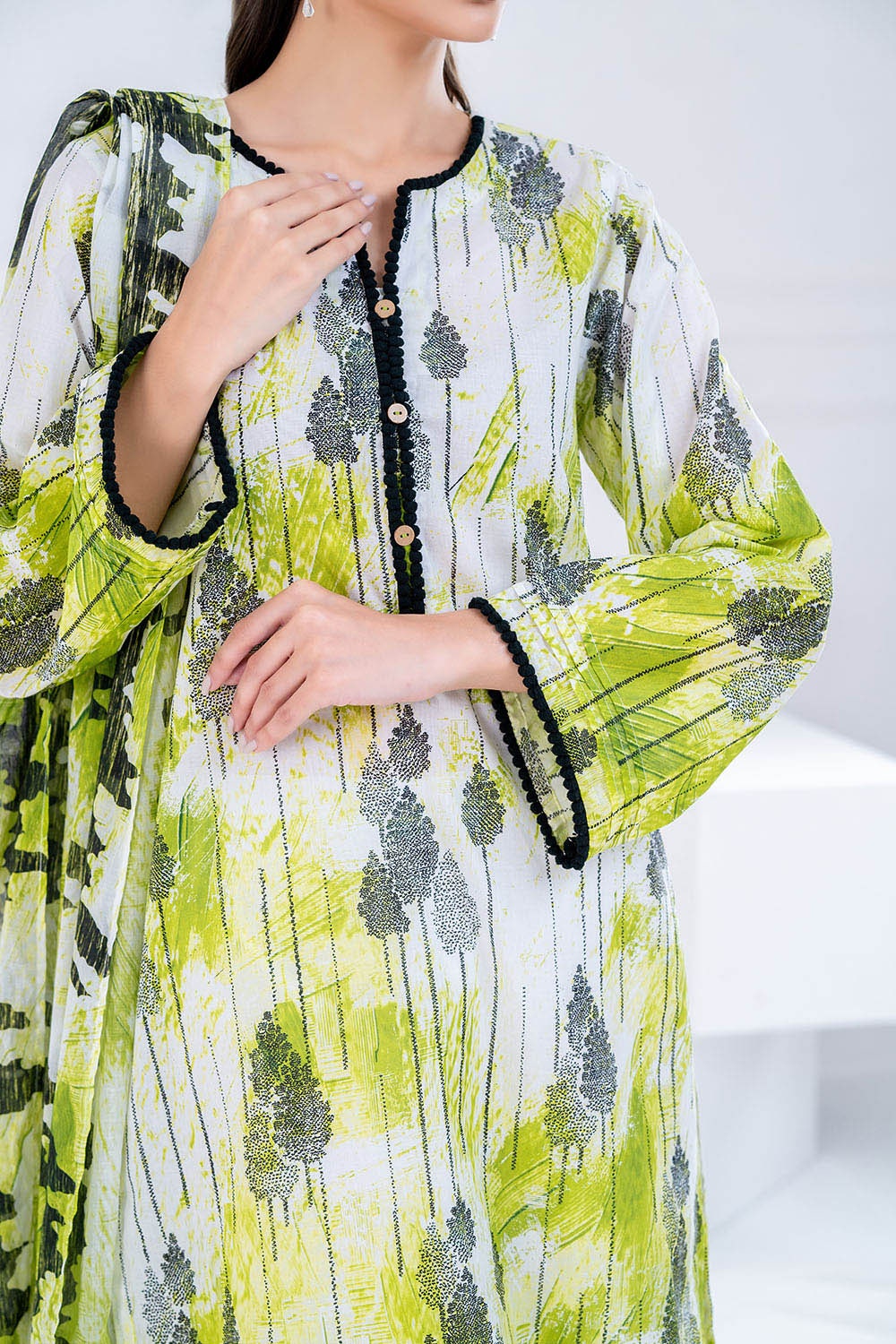 3 Piece Unstitched Printed Lawn suit CLP-52039