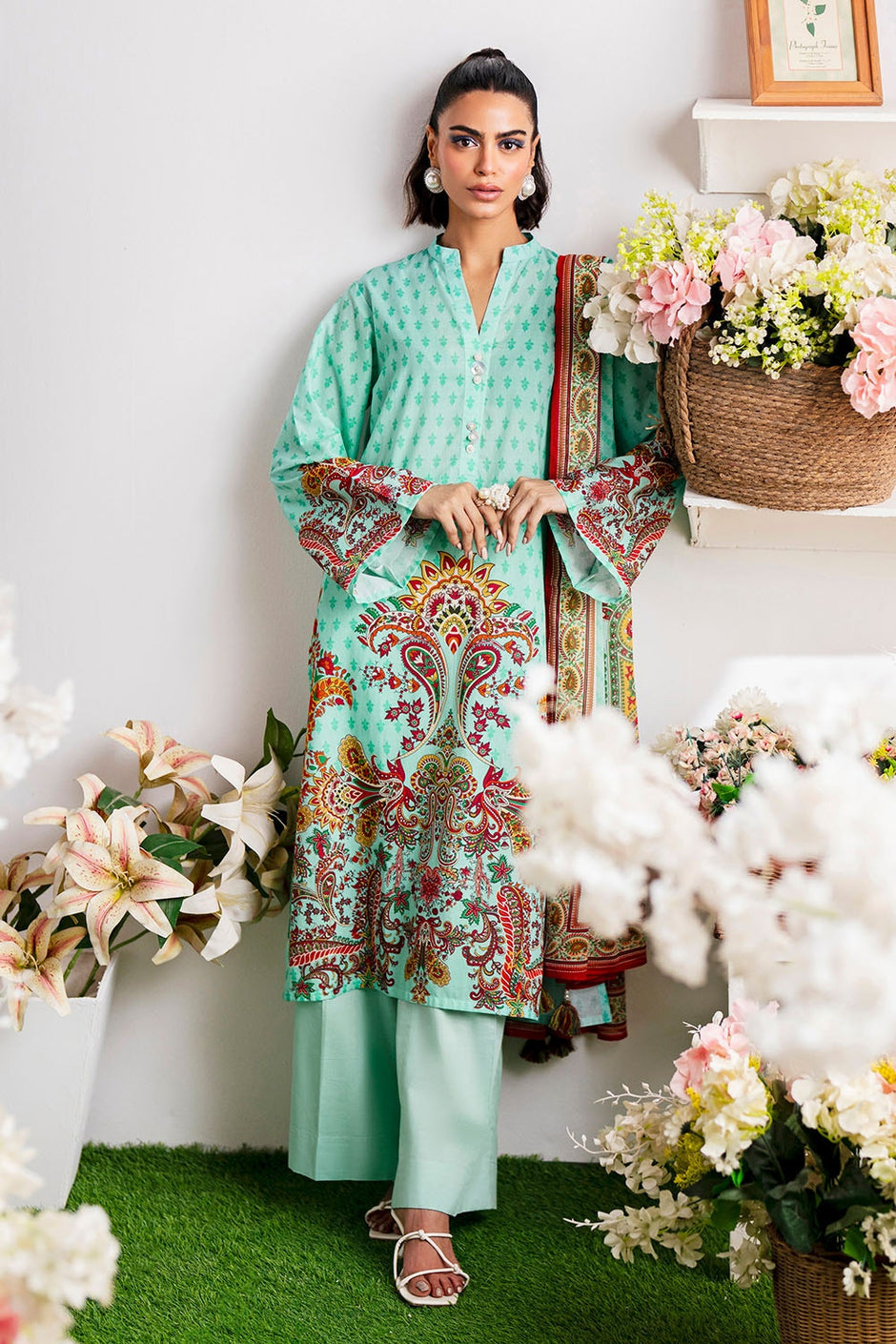 3 Piece Unstitched Printed Lawn Suit