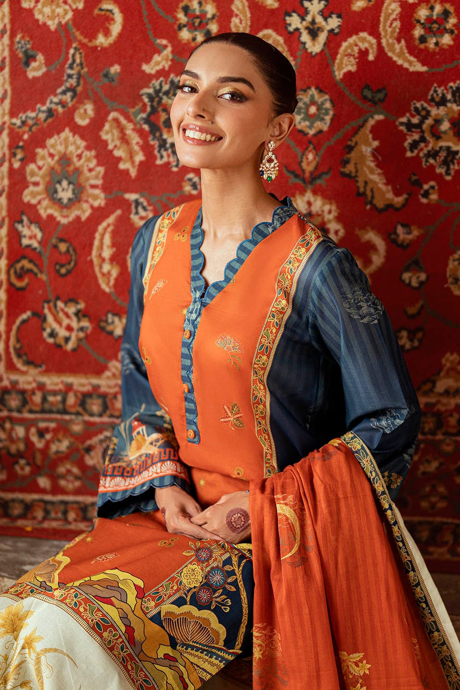 3 Piece Unstitched Printed Lawn Suit