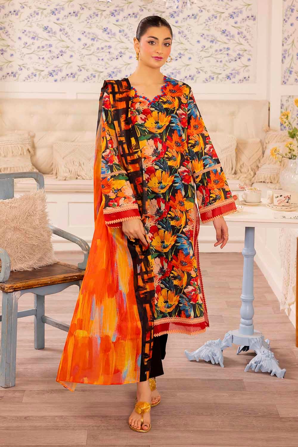 3 Piece Unstitched Printed Lawn Suit SD-52090