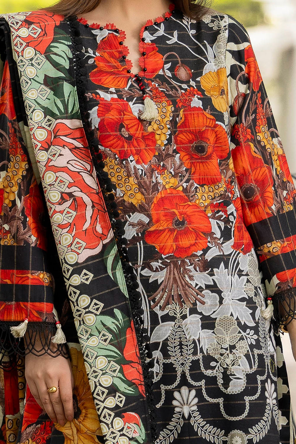 3 Piece Unstitched Mehsuri Stripe Khaddar Suit K-52021