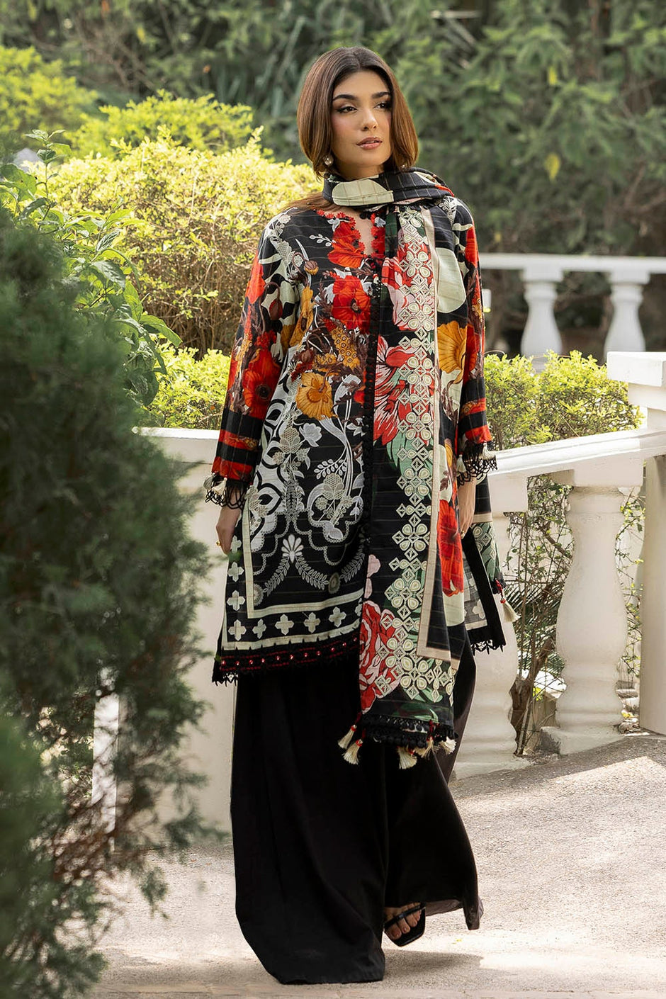 3 Piece Unstitched Mehsuri Stripe Khaddar Suit
