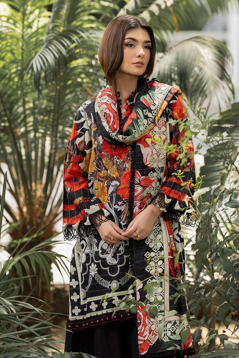 3 Piece Unstitched Mehsuri Stripe Khaddar Suit