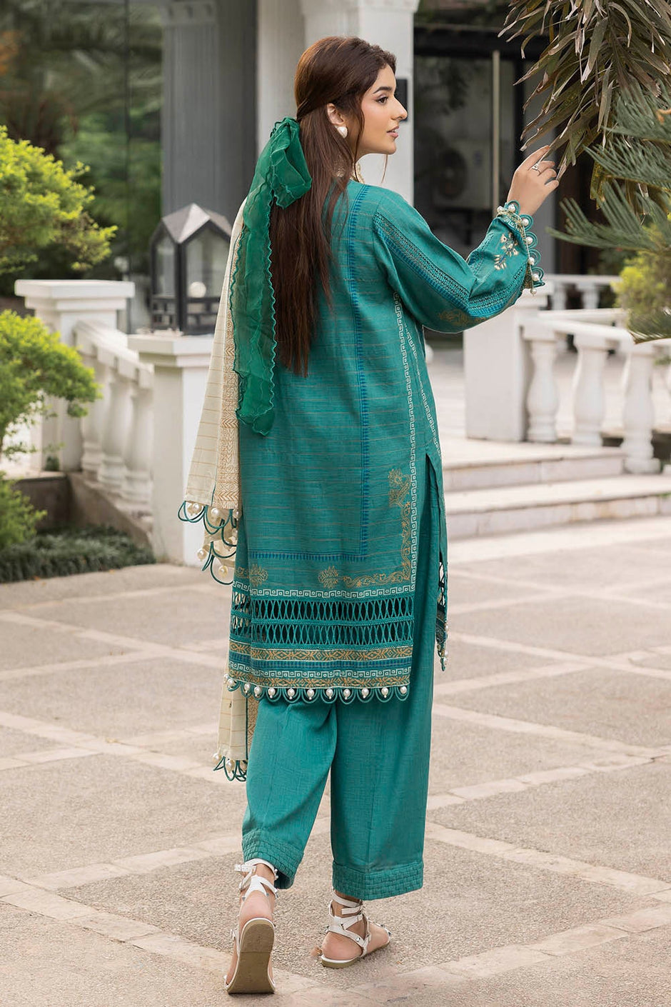 3 Piece Unstitched Mehsuri Stripe Khaddar Suit