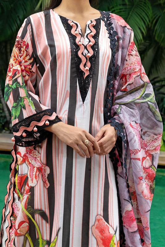 3 Piece Unstitched Printed Lawn Suit with Paper Cotton Dupatta PC-52004
