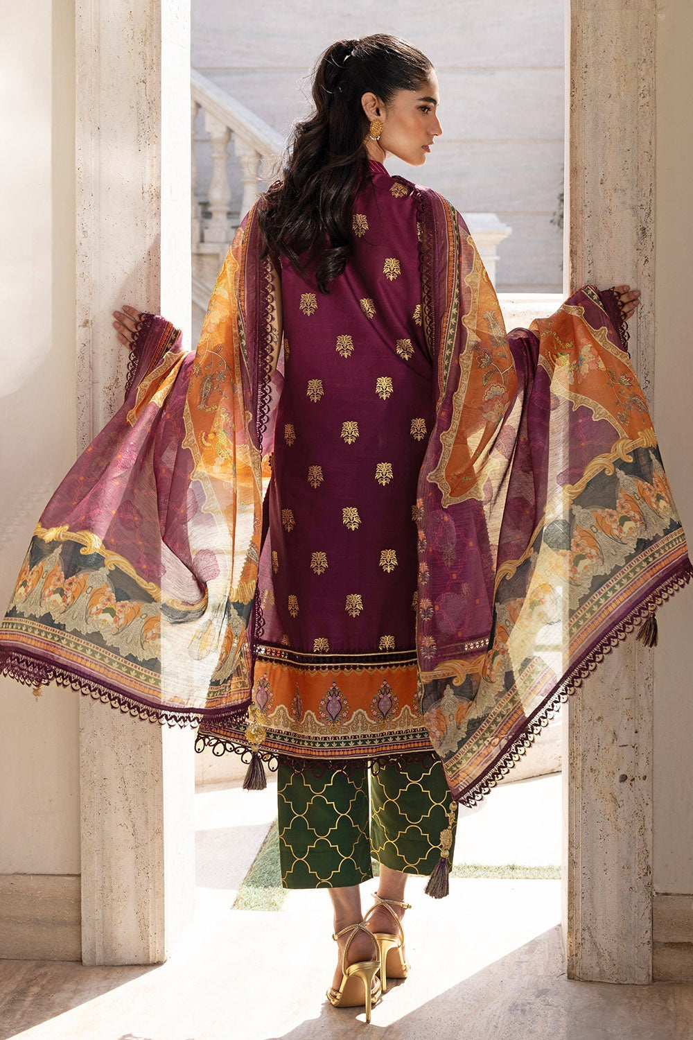 3 Piece Unstitched Embroidered Raw Silk Suit with Paper Cotton Jacquard Dupatta FE-52008