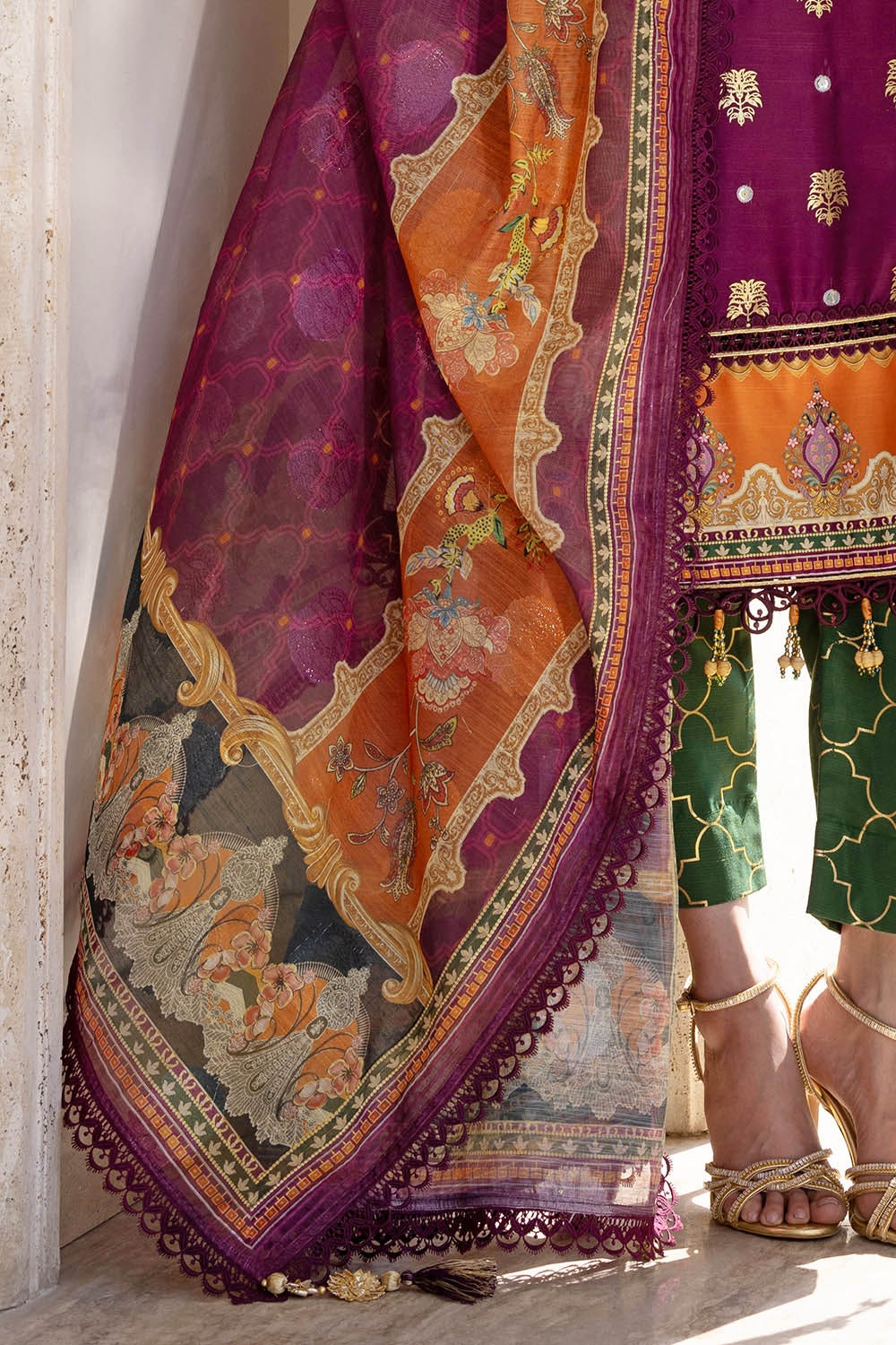 3 Piece Unstitched Embroidered Raw Silk Suit with Paper Cotton Jacquard Dupatta FE-52008