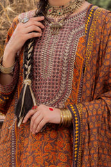 3 Piece Unstitched Embroidered Raw Silk Printed Suit SP-52073