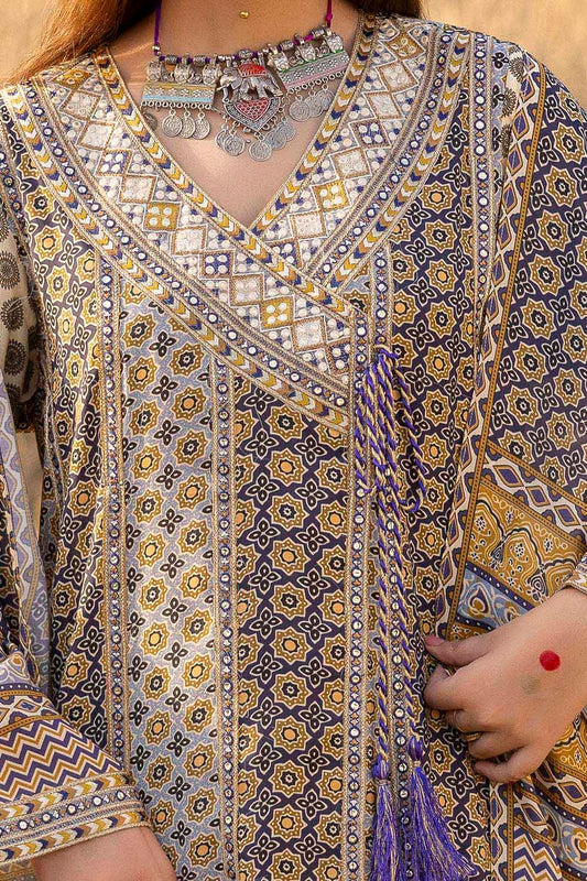 3 Piece Unstitched Embroidered Raw Silk Printed Suit SP-52068