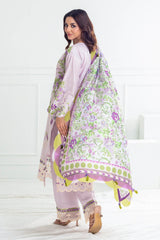 3 Piece Unstitched Embroidered Lawn Suit with Printed Tussar Silk Dupatta SP-52025
