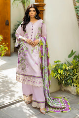 3 Piece Unstitched Embroidered Lawn Suit with Printed Tussar Silk Dupatta SP-52025