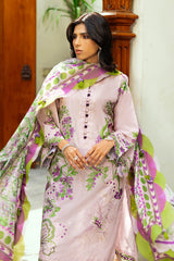 3 Piece Unstitched Embroidered Lawn Suit with Printed Tussar Silk Dupatta SP-52025