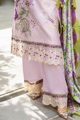 3 Piece Unstitched Embroidered Lawn Suit with Printed Tussar Silk Dupatta SP-52025