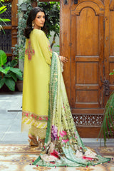 3 Piece Unstitched Embroidered Lawn Suit with Printed Tussar Silk Dupatta SP-52024