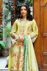 3 Piece Unstitched Embroidered Lawn Suit with Printed Tussar Silk Dupatta SP-52024