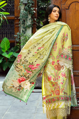 3 Piece Unstitched Embroidered Lawn Suit with Printed Tussar Silk Dupatta SP-52024