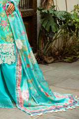 3 Piece Unstitched Embroidered Printed Lawn Suit with Printed Tussar Silk Dupatta SP-52045