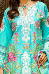 3 Piece Unstitched Embroidered Printed Lawn Suit with Printed Tussar Silk Dupatta SP-52045