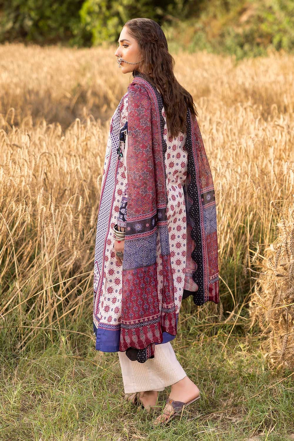 3 Piece Unstitched Embroidered Printed Lawn Suit