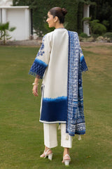 3 Piece Unstitched Printed Embroidered Khaddar Shirt with Printed Stripe Khaddar Dupatta K-52095