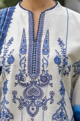 3 Piece Unstitched Printed Embroidered Khaddar Shirt with Printed Stripe Khaddar Dupatta K-52095