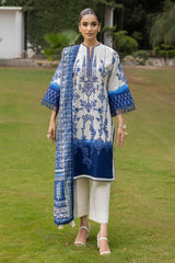 3 Piece Unstitched Printed Embroidered Khaddar Shirt with Printed Stripe Khaddar Dupatta K-52095