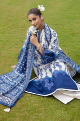 3 Piece Unstitched Printed Embroidered Khaddar Shirt with Printed Stripe Khaddar Dupatta K-52095