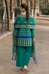 3 Piece Unstitched Printed Stripe Khaddar Suit K-52080