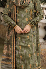 3 Piece Unstitched Printed Stripe Khaddar Suit K-52081