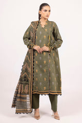 3 Piece Unstitched Printed Stripe Khaddar Suit K-52081