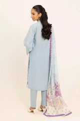 3 Piece Unstitched Embroidered Lawn Suit with Printed Tissue Silk Dupatta SSM-52002