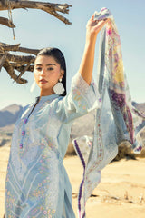 3 Piece Unstitched Embroidered Lawn Suit with Printed Tissue Silk Dupatta SSM-52002
