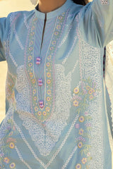 3 Piece Unstitched Embroidered Lawn Suit with Printed Tissue Silk Dupatta SSM-52002