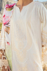 3 Piece Unstitched Embroidered Lawn Suit with Printed Tissue Silk Dupatta SSM-52005