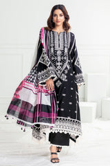3 Piece Unstitched Lacquer Embroidered Lawn Suit with Zari Paper Cotton Dupatta SP-52043