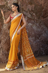 3 Piece Unstitched Gota Sequins Handwork Chiffon Saree PRS-52001