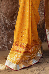 3 Piece Unstitched Gota Sequins Handwork Chiffon Saree PRS-52001