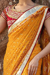 3 Piece Unstitched Gota Sequins Handwork Chiffon Saree PRS-52001