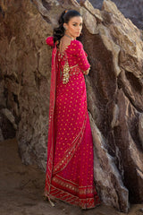 3 Piece Unstitched Gota Sequins Handwork Chiffon Saree PRS-52002 A